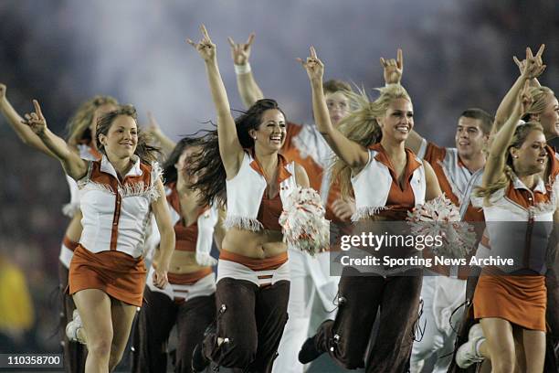 Jan 04, 2006; Pasadena, CA, USA; NCAA FOOTBALL: Texas cheerleaders during the national championship 2006 Rose Bowl between the USC Trojans and the...