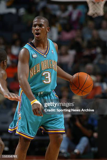 Jan 16, 2006; Charlotte, NC, USA; NBA BASKETBALL: New Orleans/Oklahoma City Hornets Chris Paul against the Charlotte Bobcats on Jan. 16 at the...