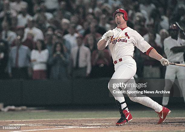 Jan 09, 2006; St. Louis, MO, USA; MARK MCGWIRE hits his 62nd home run 341 feet at Busch Stadium on Sept. 8 breaking the Roger Maris record of 61 home...