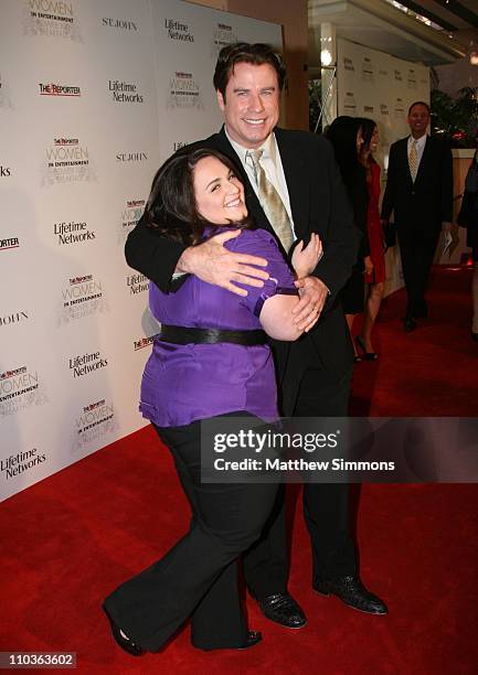 Actors Nikki Blonsky and John Travolta arrive at the Hollywood Reporter Breakfast celebrating the Power 100 list of women in entertainment at the...