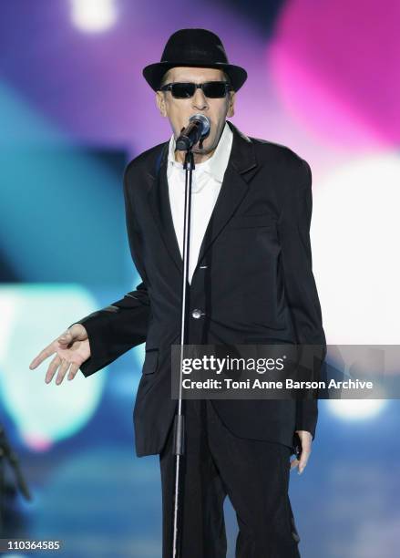 Singer Alain Bashung performs on stage during the Les Victoires de la Musique at the Le Zenith on February 28, 2009 in Paris, France.