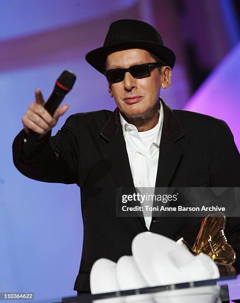 Alain Bashung speaks on stage during the Les Victoires de la Musique at the Le Zenith on February 28, 2009 in Paris, France.