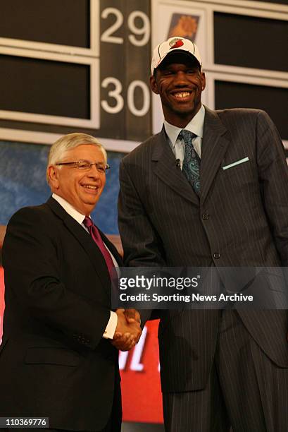 Jun 28, 2007 - New York, NY, USA - The 2007 NBA Draft at the WaMu Theater at Madison Square Garden. Pictured, NBA Commissioner DAVID STERN and GREG...
