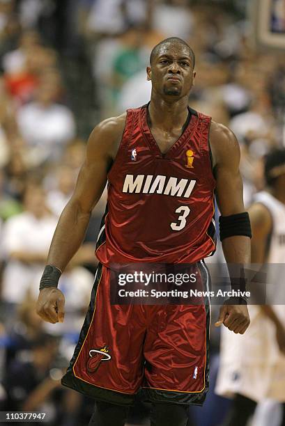 Jun 20, 2006; Dallas, TX, USA; Miami Heat DWYANE WADE reacts at the end of the game against the Dallas Mavericks during game 6 of the NBA finals on...