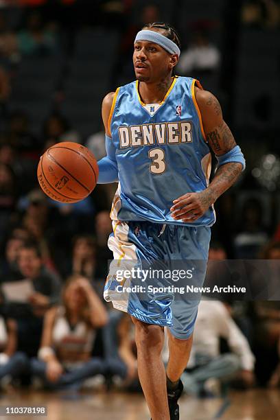 Jan 14, 2008 - Charlotte, North Carolina, USA - NBA Basketball: Denver Nuggets' ALLEN IVERSON brings the ball down the court against the Charlotte...