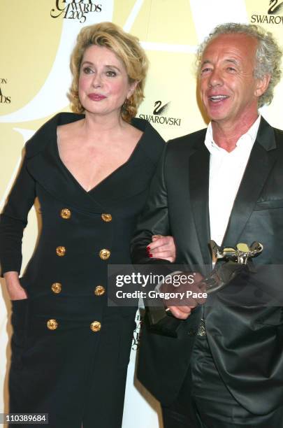 Catherine Deneuve and Gilles Bensimon during 2005 CFDA Fashion Awards - Inside the Dinner, Green Room & Departures at New York Public Library in New...