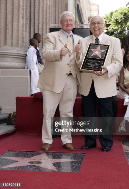 Johnny Grant and Roger Ebert during Roger Ebert Honored with a Star on The Hollywood Walk of Fame for His Achievements in Television at 6834...