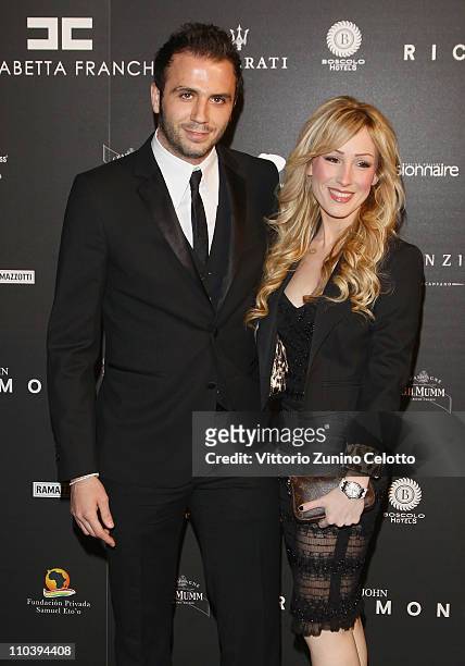 Giampaolo Pazzini and Silvia Slitti attend the "Fundaction Privada Samuel Eto'o" Charity Event Red Carpet on March 17, 2011 in Milan, Italy.