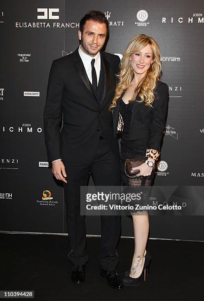 Giampaolo Pazzini and Silvia Slitti attend the "Fundaction Privada Samuel Eto'o" Charity Event Red Carpet on March 17, 2011 in Milan, Italy.