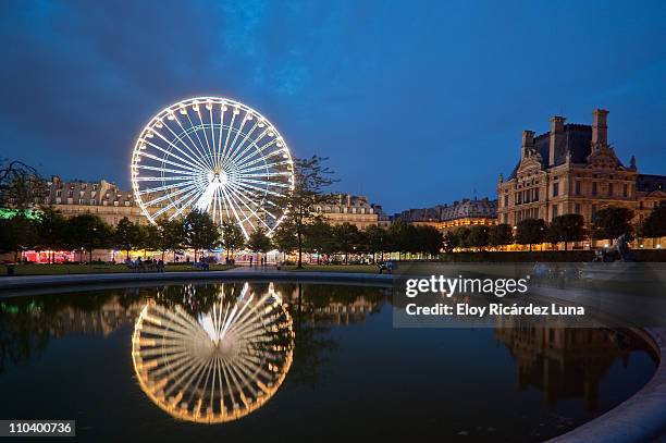 tuileries garden at night - tuilerieën tuin stockfoto's en -beelden