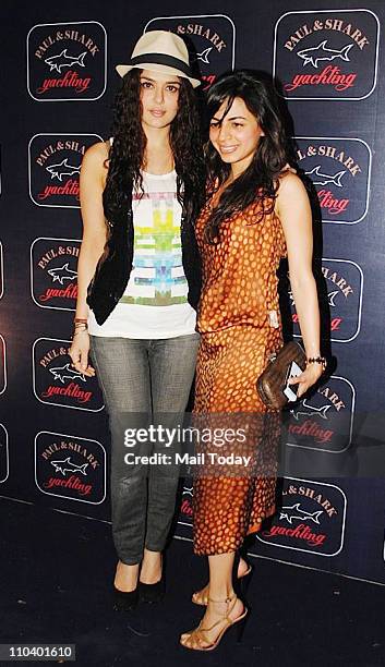 Preity Zinta and Ambika Hinduja at the launch of 'Paul & Shark' yachting at Tote, Mahalaxmi on March 16, 2011.