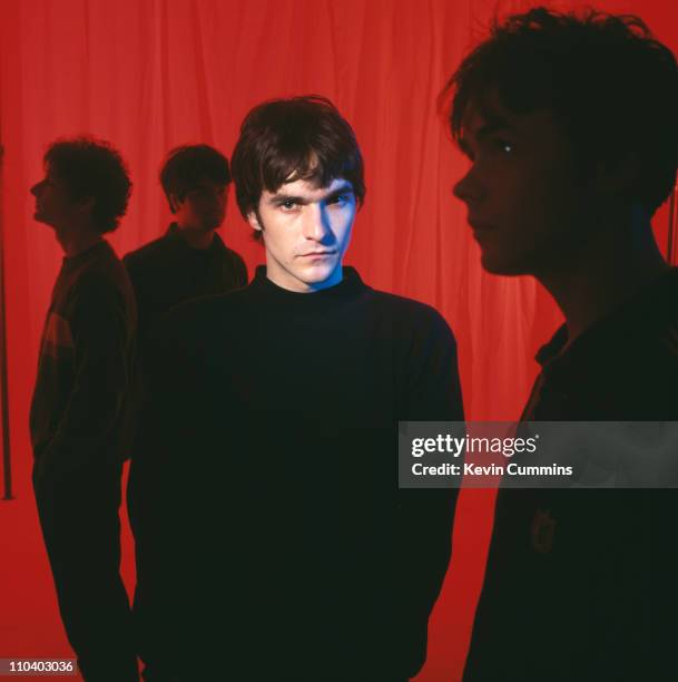 British band The Bluetones, with singer Mark Morriss, centre, March 1996.