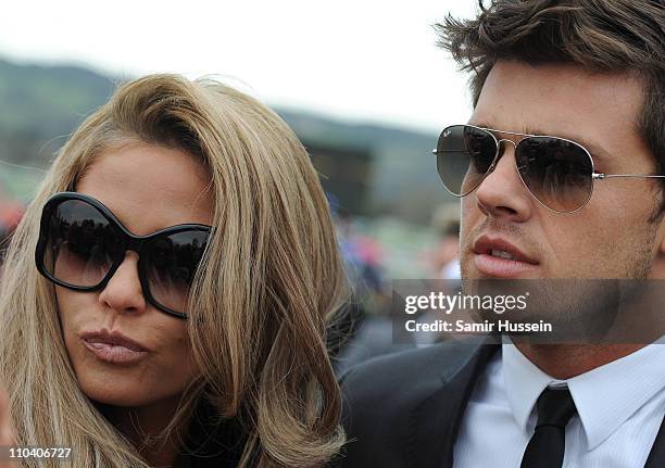 Katie Price and Leandro Penna attend Gold Cup Day of the Cheltenham Festival at Cheltenham Racecourse on March 18, 2011 in Cheltenham, England.