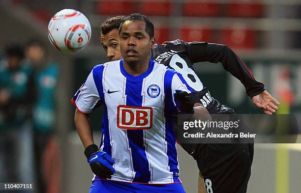 Moise Bambara of Ingolstadt fights for the ball with Ronny of Hertha BSC during the second Bundesliga match between FC Ingolstadt and Hertha BSC...