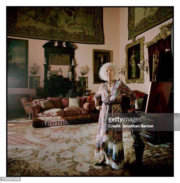 The Duchess of Alba, Dona Cayetana Fitz-James Stuart is photographed in the piano room of the Palacio de Duenas for Vogue Espana on March 15-17, 2010...
