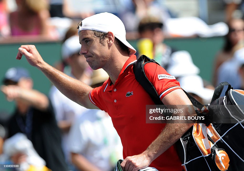Richard Gasquet of France leaves the cou