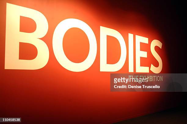 Signage during BODIES...THE EXHIBITION - Opening Party at Tropicanna Hotel and Casino Resort in Las Vegas, Nevada.