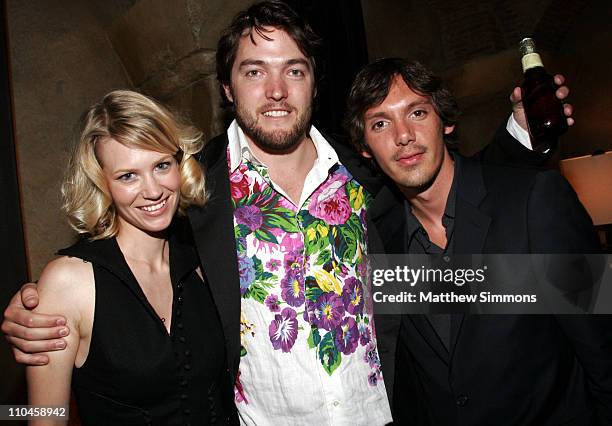 January Jones, Derek Sieg and Lukas Haas during 2006 Los Angeles Film Festival - "Swedish Auto" After Party at Roosevelt Hotel in Los Angeles,...