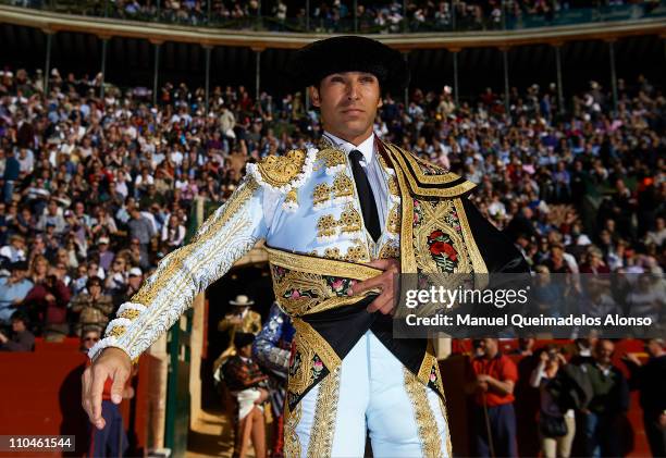 Spanish bullfighter Cayetano Rivera looks on before a bullfight at the Plaza Valencia bullring on March 18, 2011 in Valencia, Spain.