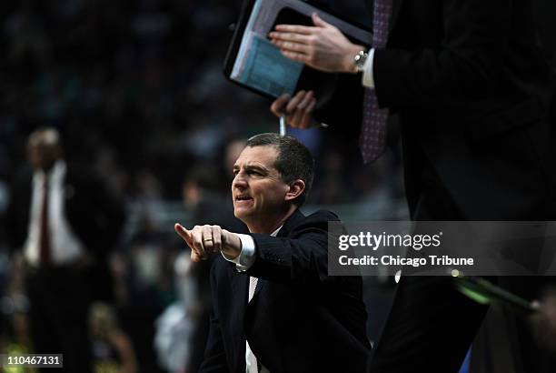 Texas A&M head coach Mark Turgeon directs his team during the first half against Florida State in the second round of the 2011 NCAA men's basketball...