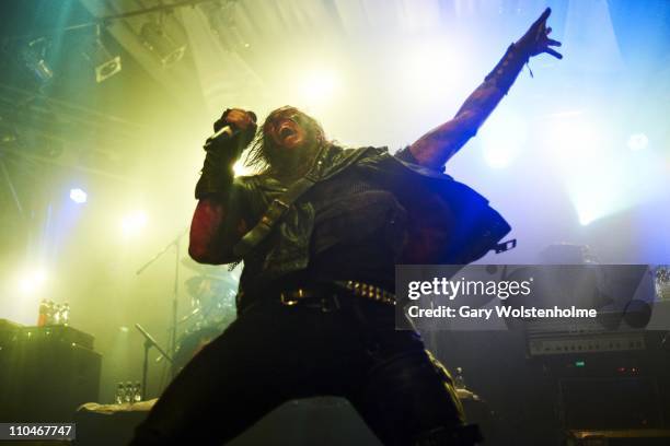 Mathias Nygard of Turisas performs during the Hammerfest pre festival party at Pontins on March 18, 2011 in Prestatyn, United Kingdom.