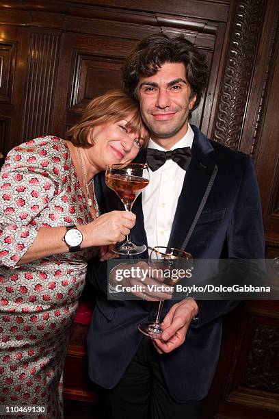 Nadezhda Solovieva and Nikolai Tsiskaridze attend the Dolce&Gabbana and Martini dinner at the Italian Ambassador's residence on March 17, 2011 in...