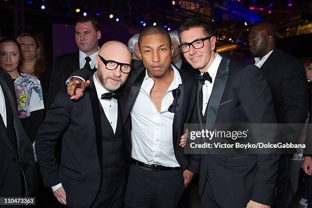 Domenico Dolce, Pharrell Williams and Stefano Gabbana attend the Dolce&Gabbana and Martini Dance Art Garage party on March 17, 2011 in Moscow, Russia.