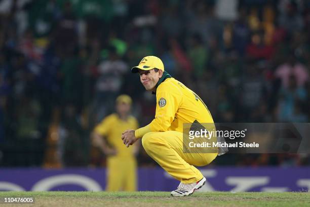 Ricky Ponting captain of Australia during the 2011 ICC World Cup Group A match between Australia and Pakistan at the R. Premadasa Stadium on March...