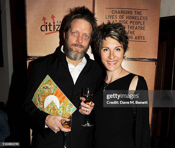 Actors Richard Leaf and Tamsin Greig arrive at the Cardboard Citizens Gala Fundraising Dinner hosted by Kate Winslet at Christ Church Spitalfields on...