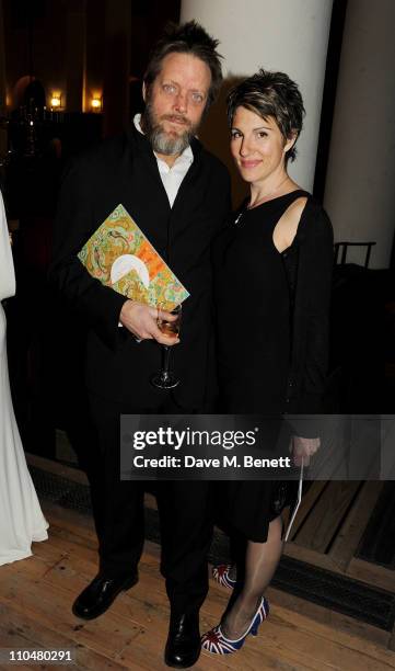 Actors Richard Leaf and Tamsin Greig arrive at the Cardboard Citizens Gala Fundraising Dinner hosted by Kate Winslet at Christ Church Spitalfields on...