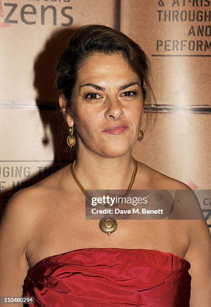 Artist Tracey Emin arrives at the Cardboard Citizens Gala Fundraising Dinner hosted by Kate Winslet at Christ Church Spitalfields on March 19, 2011...