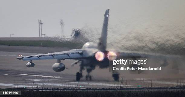 Tornado GR4 aircraft takes off from Royal Air Force Marham on March 20, 2011 in England. The Pentagon says that United States and United Kingdom...