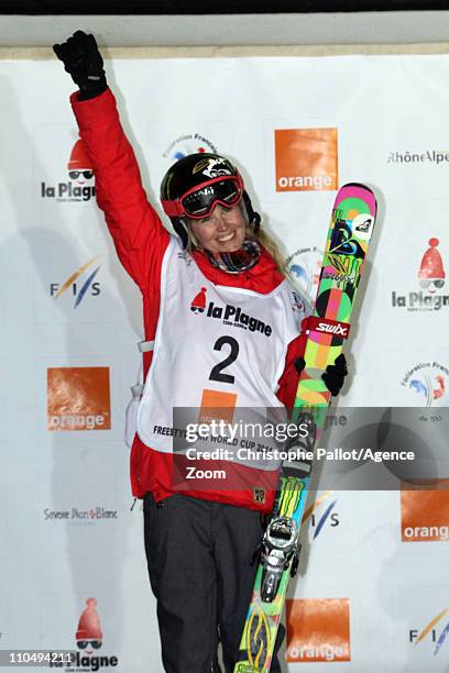 Sarah Burke of Canada takes 1st place during the FIS Freestyle World Cup Men's and Women's Halfpipe on March 20, 2011 in La Plagne, France.