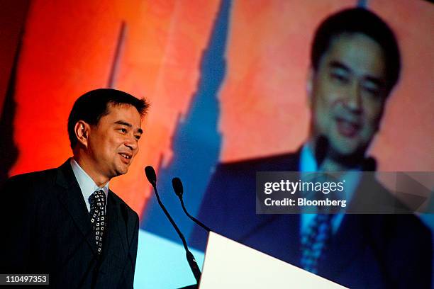 Abhisit Vejjajiva, Thailand's prime minister, speaks during the 5th Annual Euromoney Thailand Investment Forum in Bangkok, Thailand, on Monday, March...