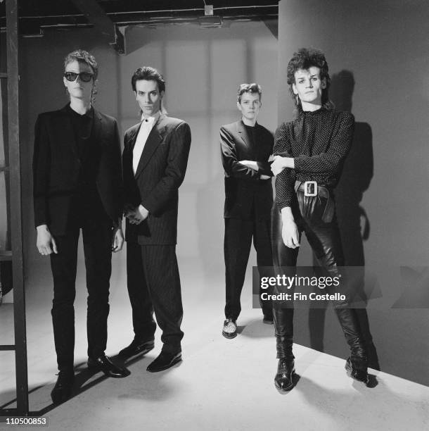 English band Bauhaus posed in London in March 1982. Left to Right: David J Haskins, Peter Murphy, Kevin Haskins and Daniel Ash.