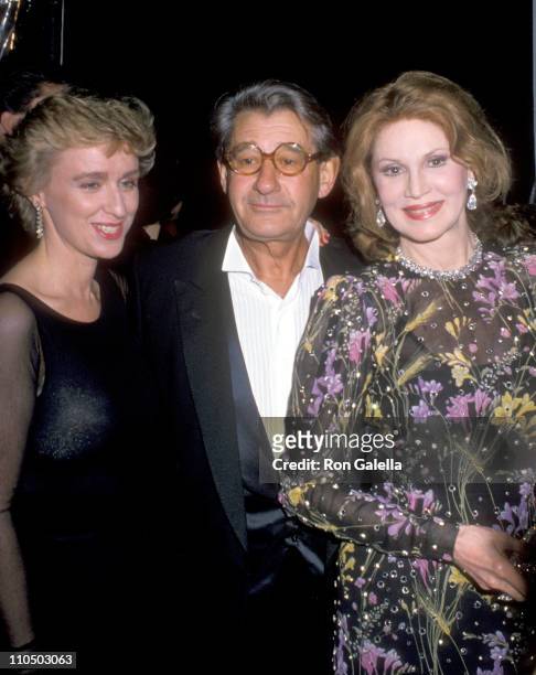 Journalist Tina Brown, photographer Helmut Newton and singer Phyllis McGuire attend a Just Say Yes Benefit for Phoenix House on March 22, 1990 at...