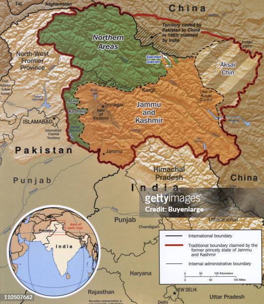 Disputed Area of Kashmir, 2002. Illustration by CIA.