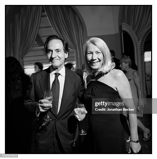 Javier Pascual, president of Conde Nast Spain and Annie Holcroft, publisher of Vanity Fair UK are photographed at Vanity Fair Cannes Party at the...