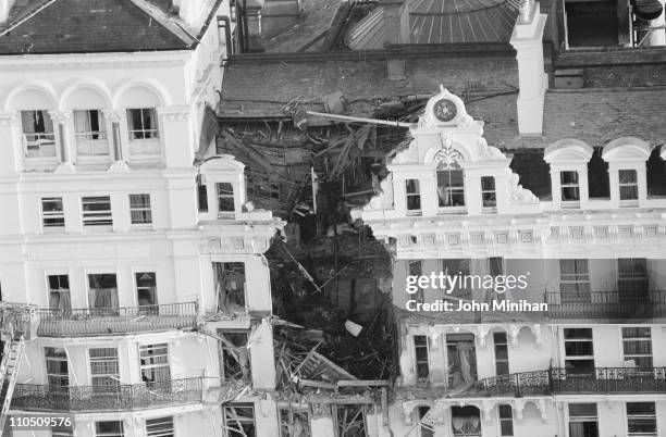 The Grand Hotel in Brighton after a bombing by the IRA, during the Conservative Party Conference, 12th October 1984.