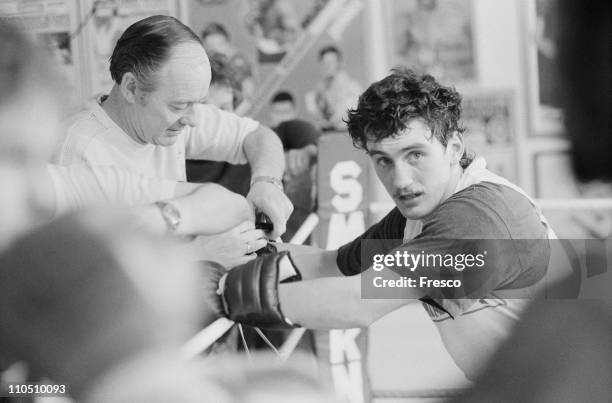 Irish featherweight boxer Barry McGuigan, 17th May 1985.