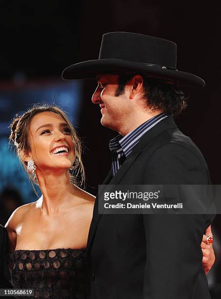 Actress Jessica Alba and director Robert Rodriguez attend the "Machete" premiere at the Palazzo del Cinema during the 67th Venice International Film...