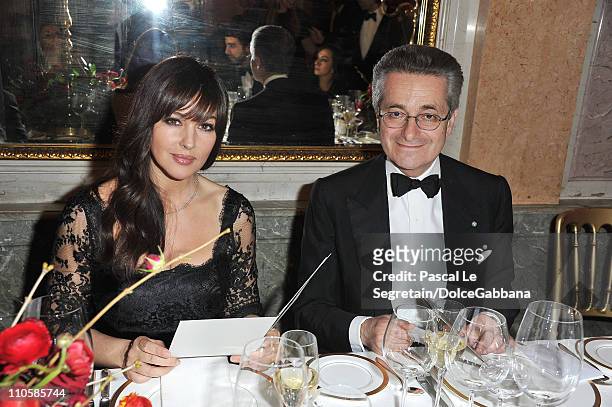 Actress Monica Bellucci and Italian Ambassador Antonio Zanardi Landi attend the Dolce&Gabbana and Martini gold dinner at the Italian Ambassador...