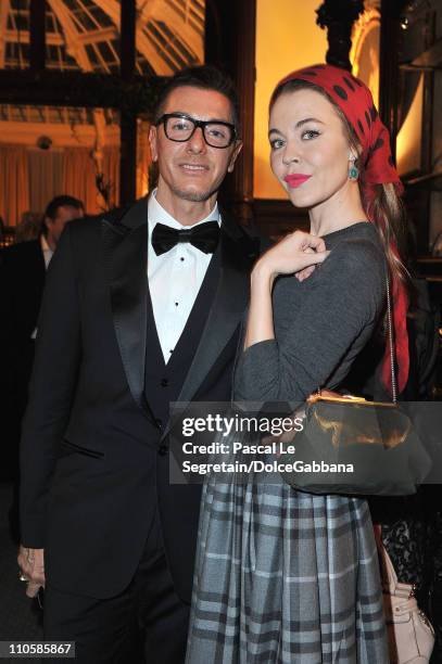 Designer Stefano Gabbana and Uliana Sergienko attend the Dolce&Gabbana and Martini gold Dance Art Garage dinner on March 17, 2011 in Moscow, Russia.