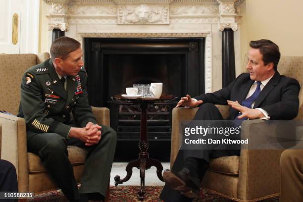 Commander of the NATO International Security Assistance Force , and US Forces in Afghanistan, General David Petraeus has a Meeting with British Prime...