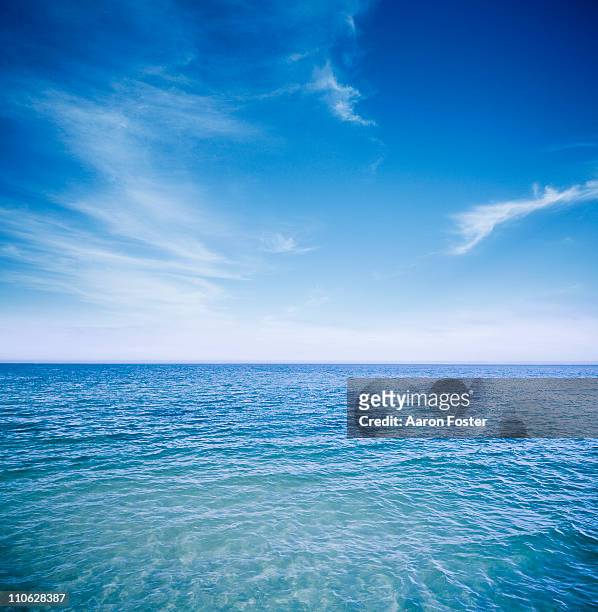 sunny ocean - horizon fotografías e imágenes de stock
