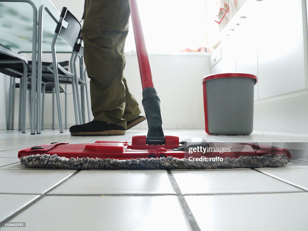 Cleaning kitchen