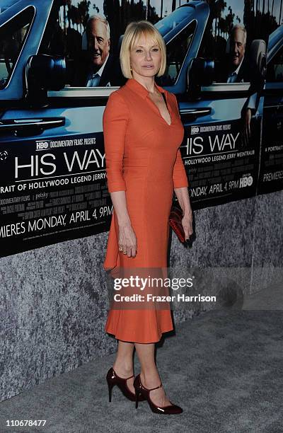 Actress Ellen Barkin arrives at the premiere of the HBO documentary "His Way" at Paramount Studios on March 22, 2011 in Hollywood, California.