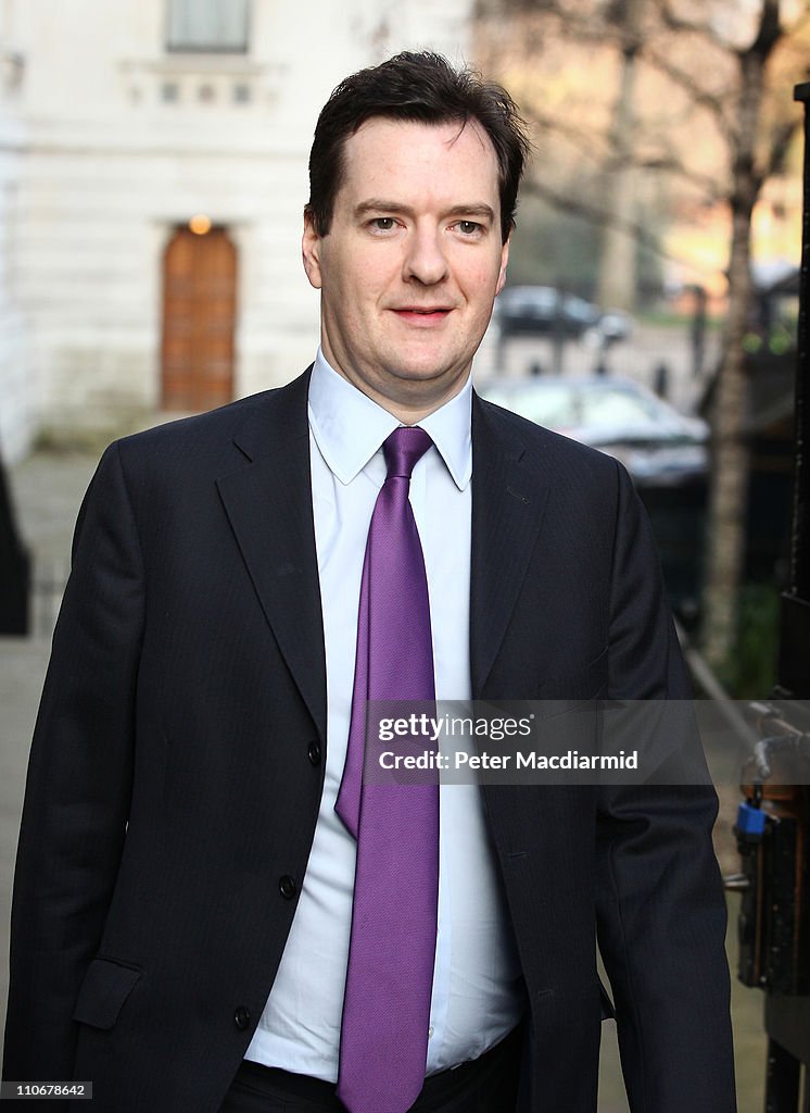 The Chancellor George Osborne Prepares To Give His Budget To Parliament