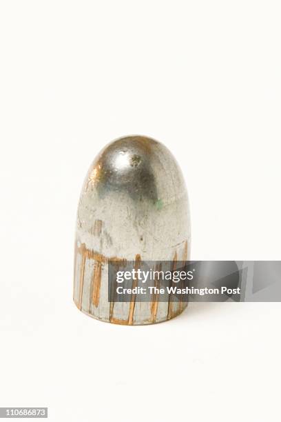 Caliber slug retrieved from the scene of the 1929 St. Valentine's Day Massacre, on display at the National Museum of Crime & Punishment. Photographed...