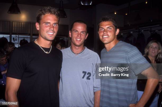 Jan-Michael Gambill, Xavier Malisse & Taylor Dent during Venice Magazine Party for 2002 Mercedes-Benz Cup at Adidas Store-3rd Street Promenade in...